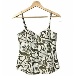Trina Turk Vintage Green & White Floral Corset Clasp Front Tank Top 8